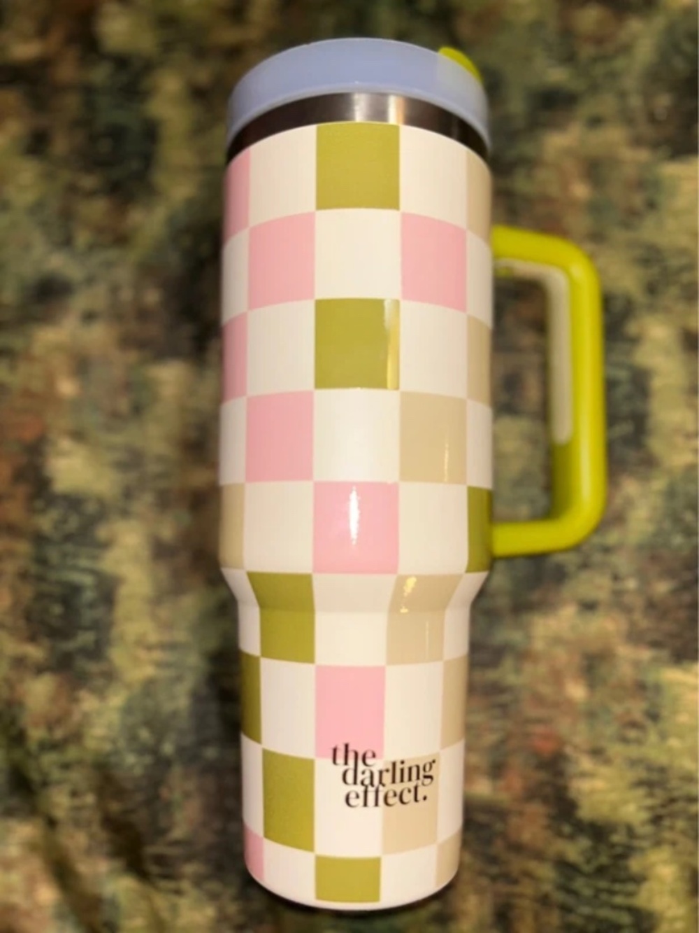 NEW The Darling Effect Check Green 40 oz Take Me Everywhere Hot Trendy Tumbler